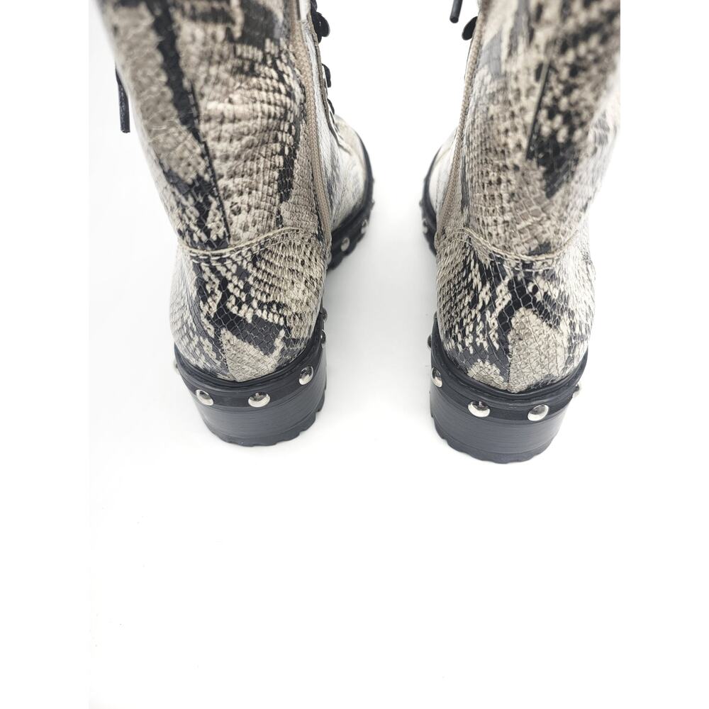 Schutz Studded Snake-Print Leather Combat Boots - NEW 6.5 - Picture 11 of 11